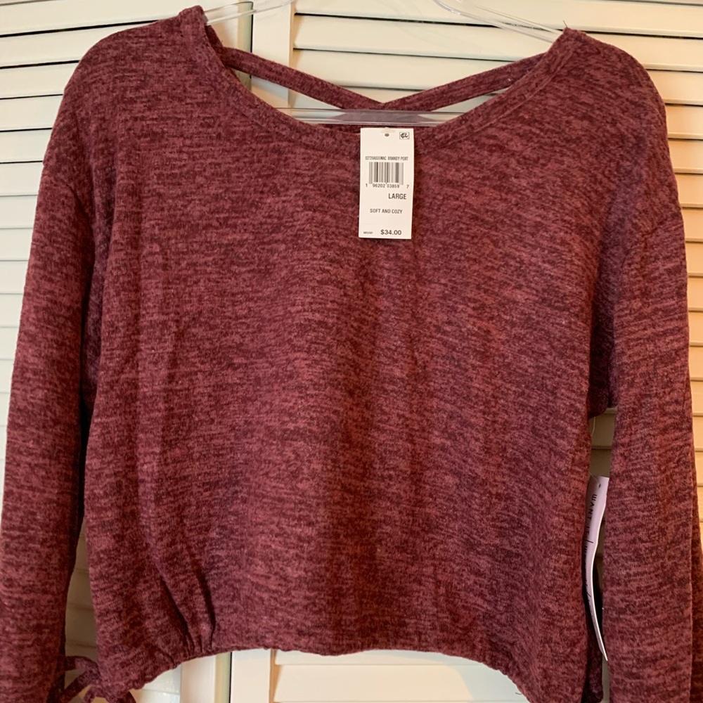 Crave Fame Burgundy Cross-Back Sweatshirt